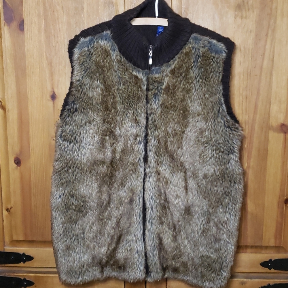 Great Northwest Indigo Women Faux Fur Sweater Vest